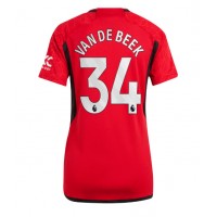 Camiseta Manchester United Donny van de Beek #34 Primera Equipación para mujer 2023-24 manga corta